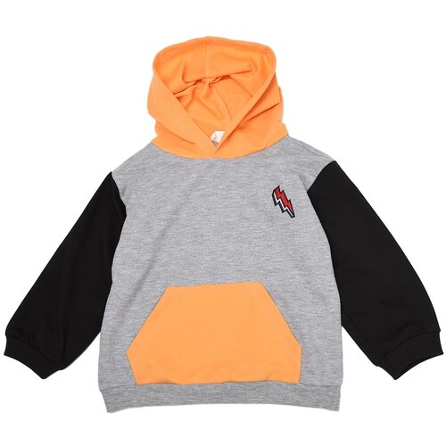 Trendyol Gray Color Block Patch Detail Hooded Boy Knitted Slim Sweatshirt Slike