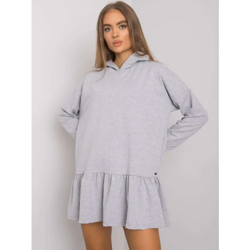 Fashion Hunters Gray cotton hooded dress, melange