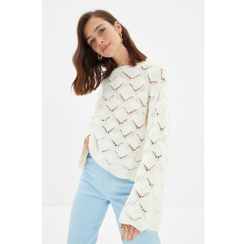 Trendyol Ecru Openwork Knitwear Sweater Slike