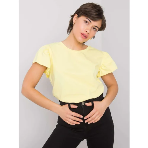 Fashion Hunters Yellow cotton women's t-shirt