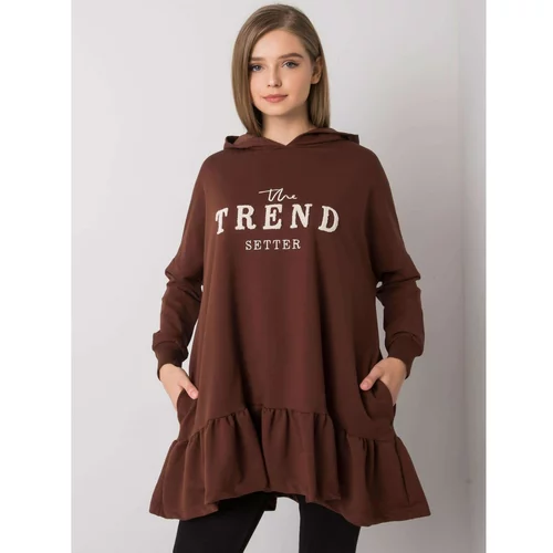 Fashion Hunters Dark brown hoodie with ruffles