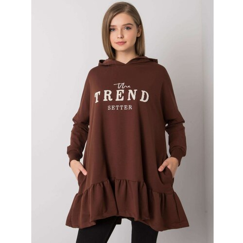 Fashion Hunters Dark brown sweatshirt tunic with a frill Slike