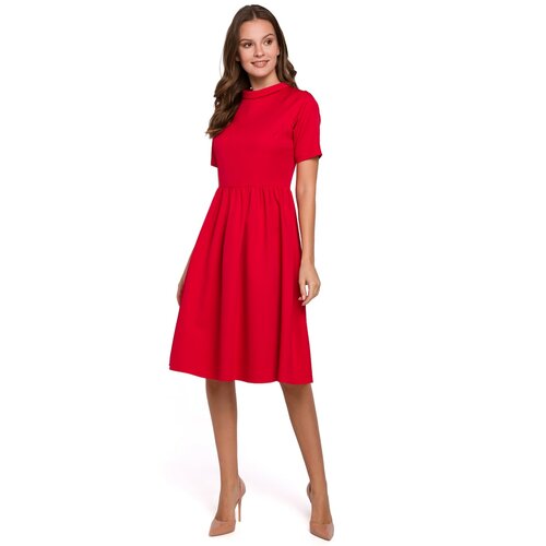 Makover Ženska haljina K028 tamnocrvena Crveno Slike