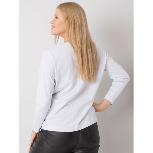 Fashion Hunters Plus size white blouse with long sleeves Slike