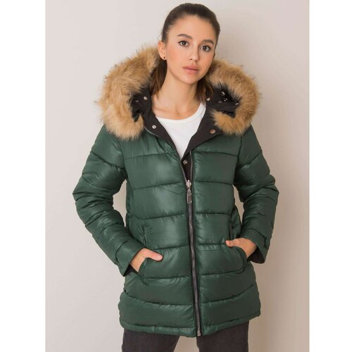 Fashion Hunters Crno -zelena reverzibilna jakna sa parkom Slike