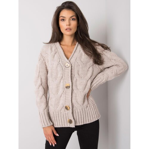 Fashion Hunters RUE PARIS Beige cardigan sweater Slike