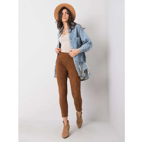 Fashion Hunters Brown fitted pants Slike
