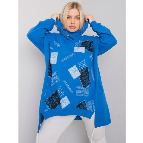 Fashion Hunters Dark blue plus size sweatshirt with a print and an appliqué Slike