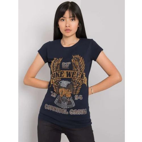 Fashion Hunters Women's dark blue t-shirt with application