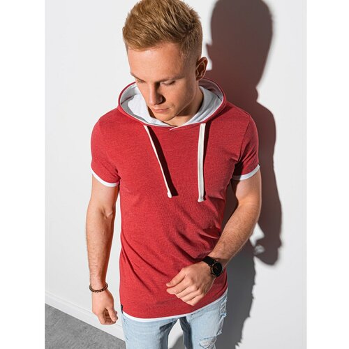 Ombre Muška majica kratkih rukava S1376 siva | tamnocrvena | Fuksija Slike