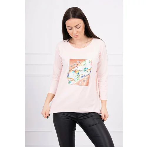 Kesi Blouse with graphics 3D Bird powdered pink