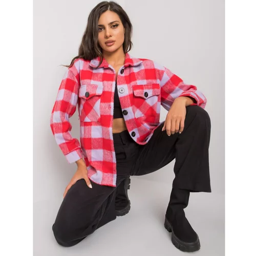 Fashion Hunters Women's plaid shirt in red and lilac