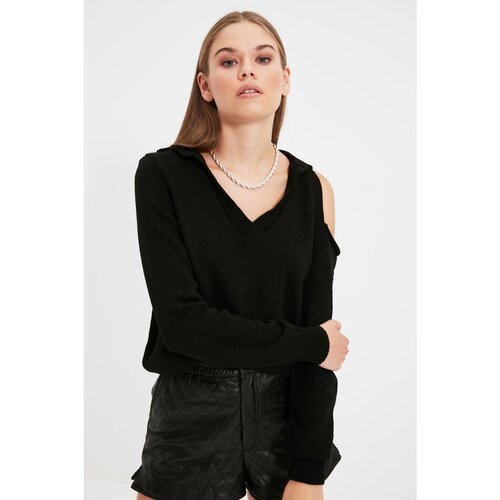 Trendyol Black Cut Out Detailed Knitwear Sweater Slike