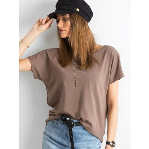 Fashion Hunters Brown T-shirt with a neckline on the back