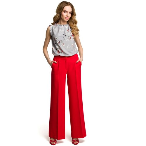 Made Of Emotion Ženske pantalone M378 siva | tamnocrvena | Crveno Slike