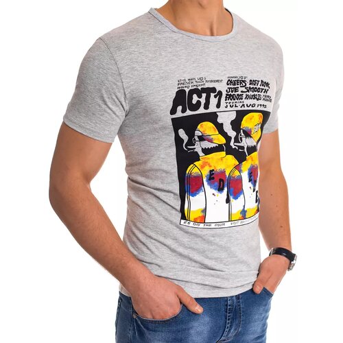DStreet Light gray RX4498 men&amp;#039;s T-shirt with print Slike