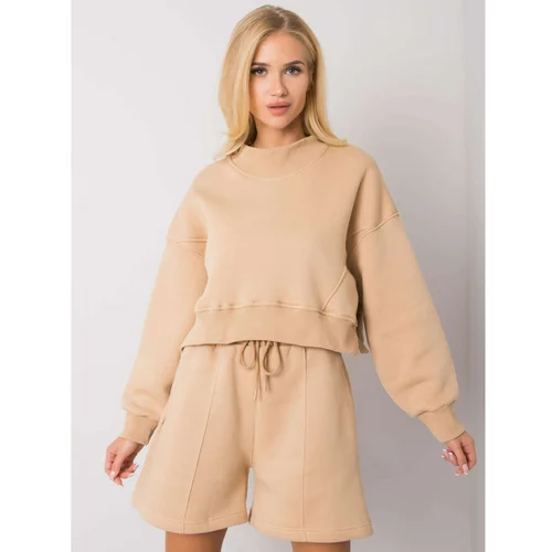 Fashionhunters Basic women's camel sweatshirt