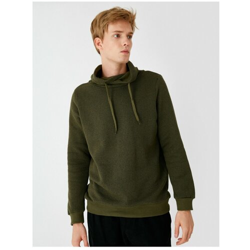 Koton Men's Khaki Yigma Collar Slim Fit Long Sleeve Sweater Slike