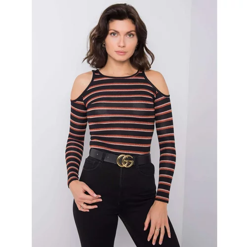 Fashion Hunters Black blouse with stripes from Leela RUE PARIS