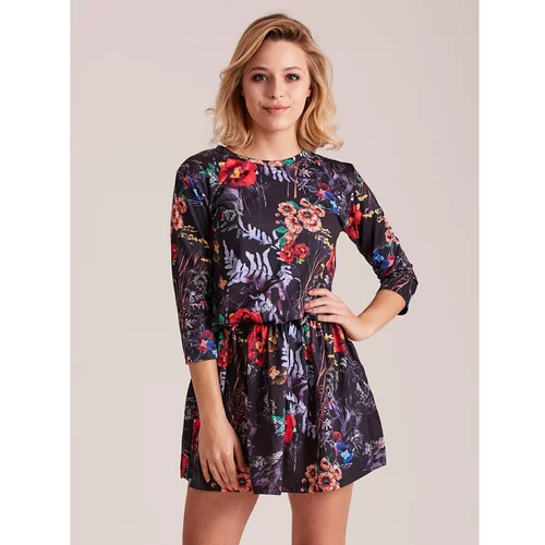 Fashion Hunters Black dress with a colorful floral pattern