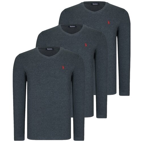 Dewberry TRIPLE SET T8587 V COLLAR MEN'S SWEATSHIRT-ANTHRACITE-ANTHRACITE-ANTHRACITE Cijene