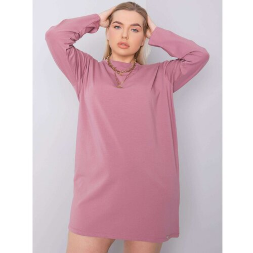 Fashion Hunters Dusty pink cotton plus size dress Slike