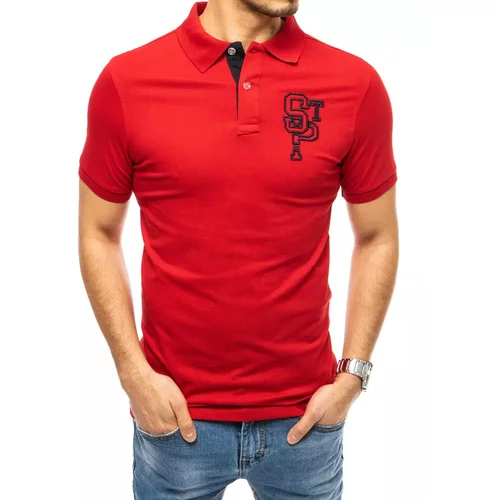 DStreet Red men's polo shirt with embroidery PX0443
