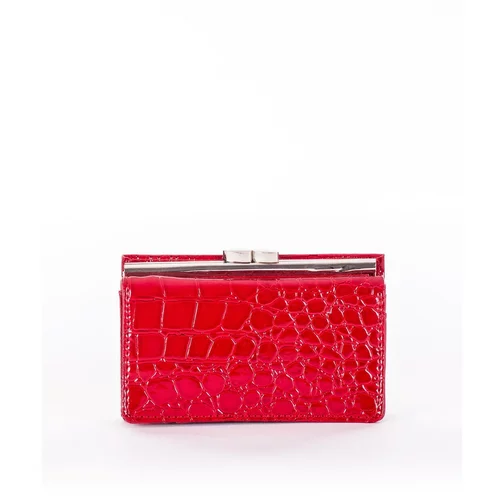 Fashion Hunters Women's dark red lacquered wallet with a crocodile skin motif