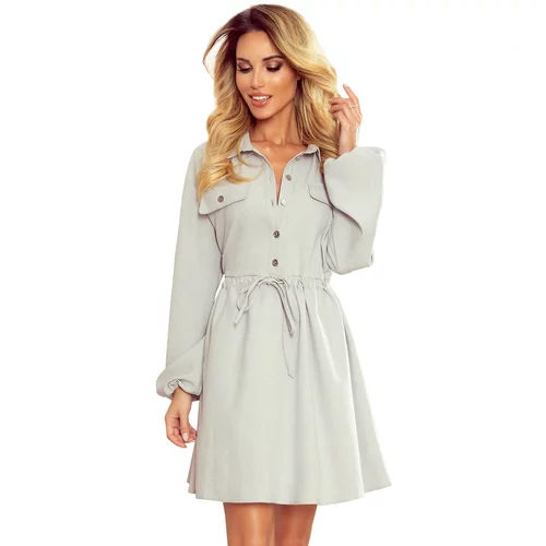 NUMOCO 298-1 CLARA - Shirt dress with buttons and long sleeves - GRAY