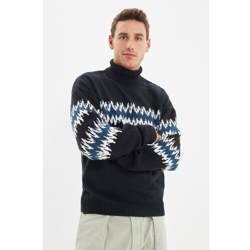 Trendyol Tamnoplavi muški džemper sa redovitom odjećom i jaknom Slike
