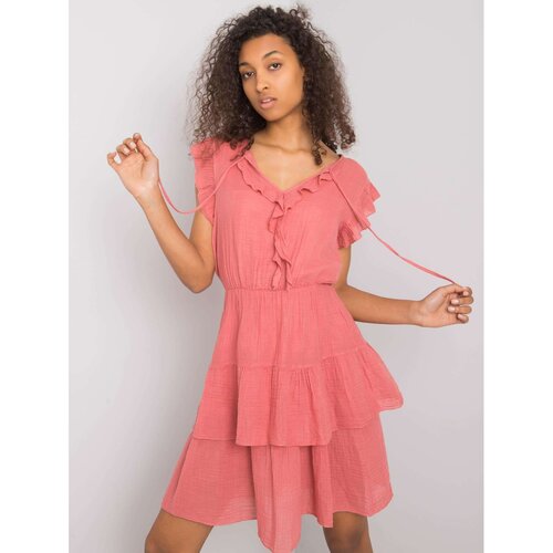 Fashion Hunters OCH BELLA Pink bright dress with ruffles Slike