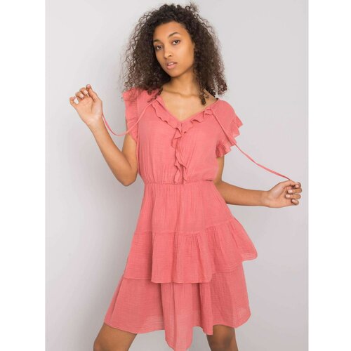Fashion Hunters OCH BELLA Pink light dress with a frill Slike