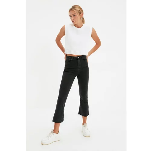 Trendyol Anthracite Cut Out High Waist Crop Flare Jeans