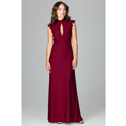 Lenitif Ženska haljina K486 siva | tamnocrvena Slike