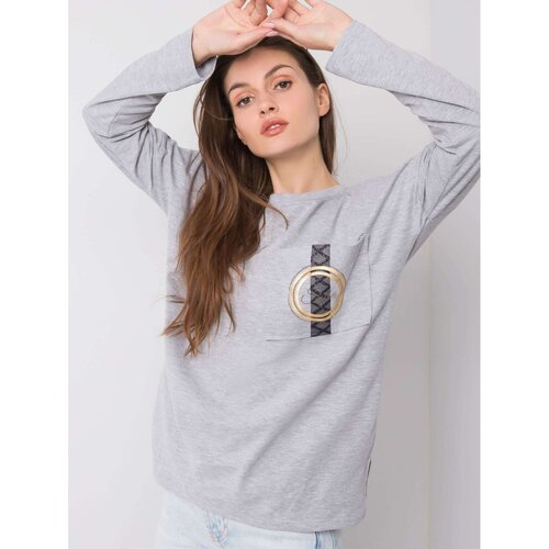 Fashion Hunters Gray cotton blouse Slike