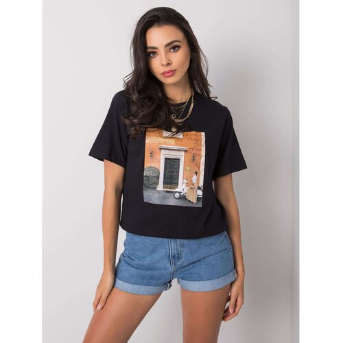 Fashion Hunters Black T-shirt with a fashionable print Slike