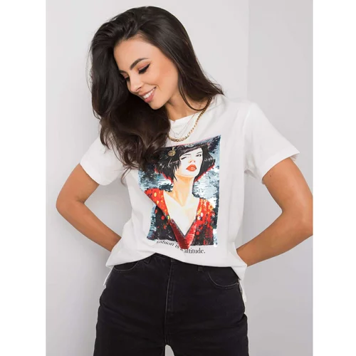 Fashion Hunters White T-shirt with a sequin application