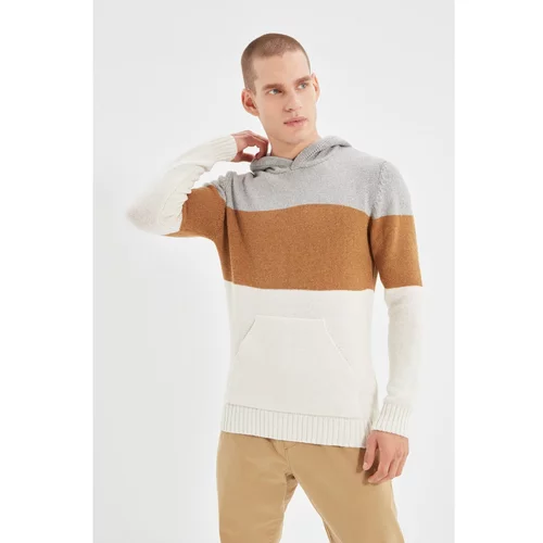 Trendyol Gray Men's Hooded Regular Fit Knitwear Sweater