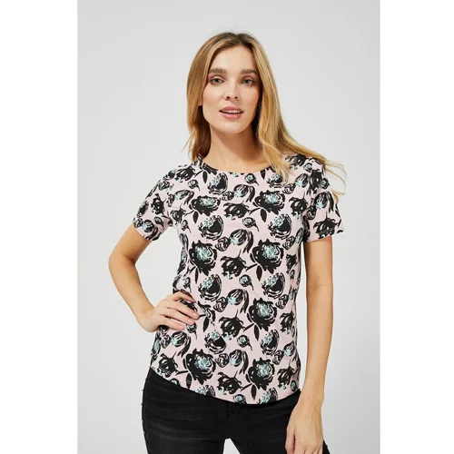 Moodo Cotton blouse with a print - pink
