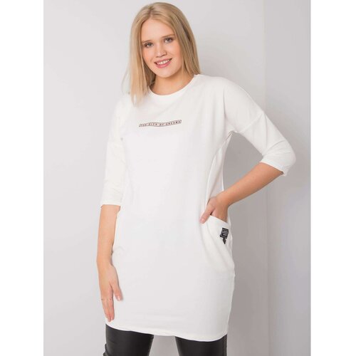 Fashion Hunters Ecru cotton plus size dress Slike