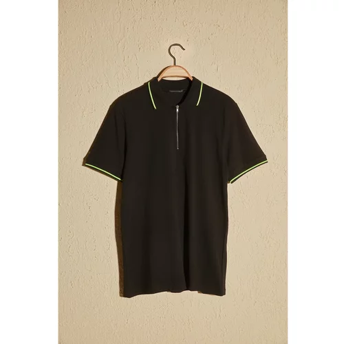 Trendyol Black Men Regular Fit 100% Cotton Polo Neck T-shirt