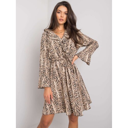 Fashion Hunters Amiya beige and black dress with long sleeves Slike
