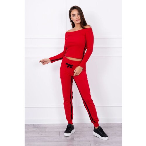 Kesi Set with a double stripe red Slike