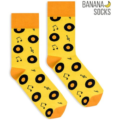 Banana Socks Unisex čarape klasične vinilne crne | narandžasta žuto | senf Cene