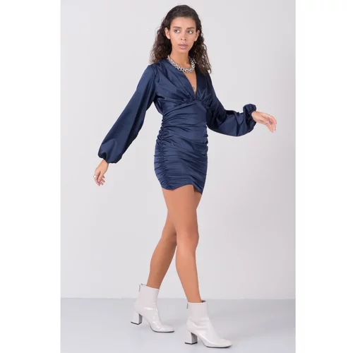 Fashion Hunters Navy blue crinkled mini dress from BSL