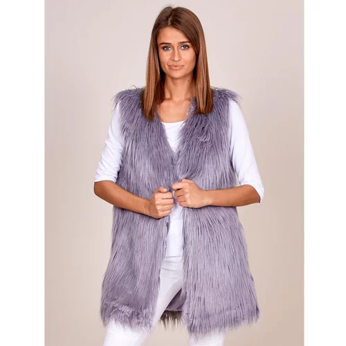 Fashion Hunters Women's vest with longer hair, gray