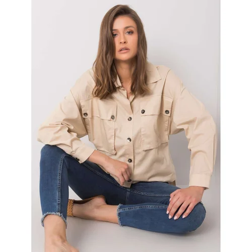 Fashionhunters Beige shirt with pockets Elora RUE PARIS