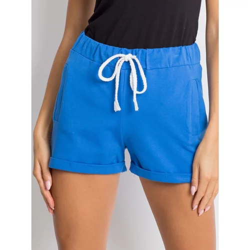 Fashionhunters Ladies' blue cotton shorts