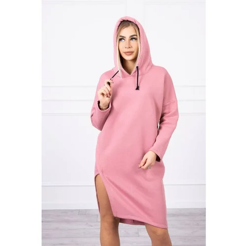 Kesi Dress with a hood and a slit on the side dark pink