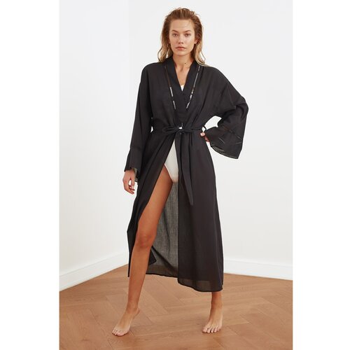Trendyol Black Striped Belted Kimono&amp;amp;Caftan Slike